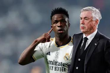 Tras marcar tres goles, el reto que se llevó Vinicius por parte de Ancelotti 