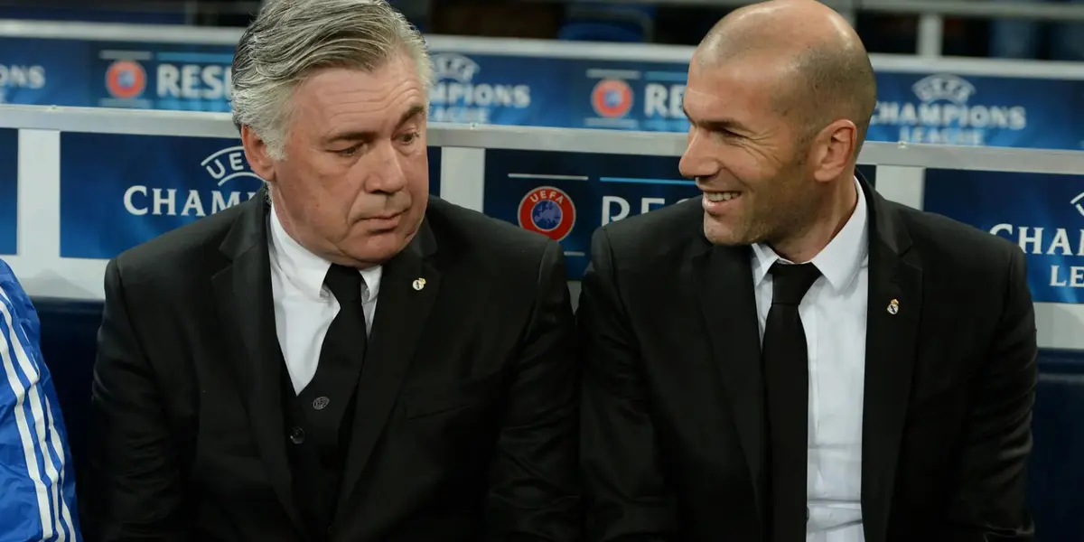 Ancelotti y Zidane como primer y segundo entrenador del Real Madrid, respectivamente. Imagen: Goal