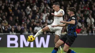 Lucas Vázquez, en el momento en el que marca el gol anulado. Imagen: La Liga