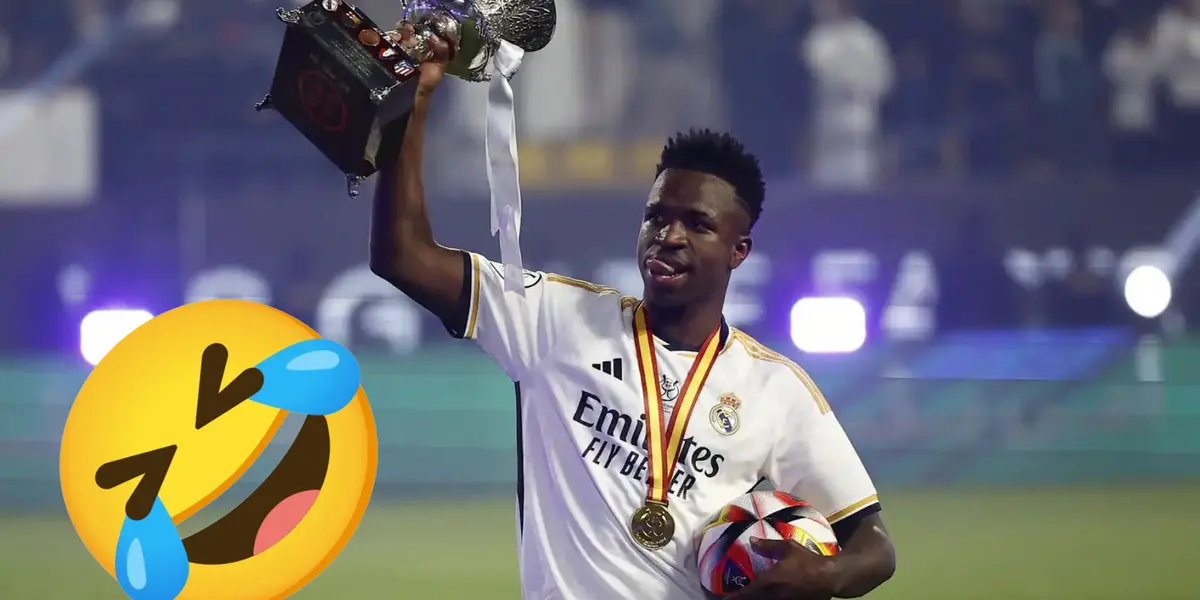 Vinicius levanta el trofeo de la Supercopa. Imagen: El Español.